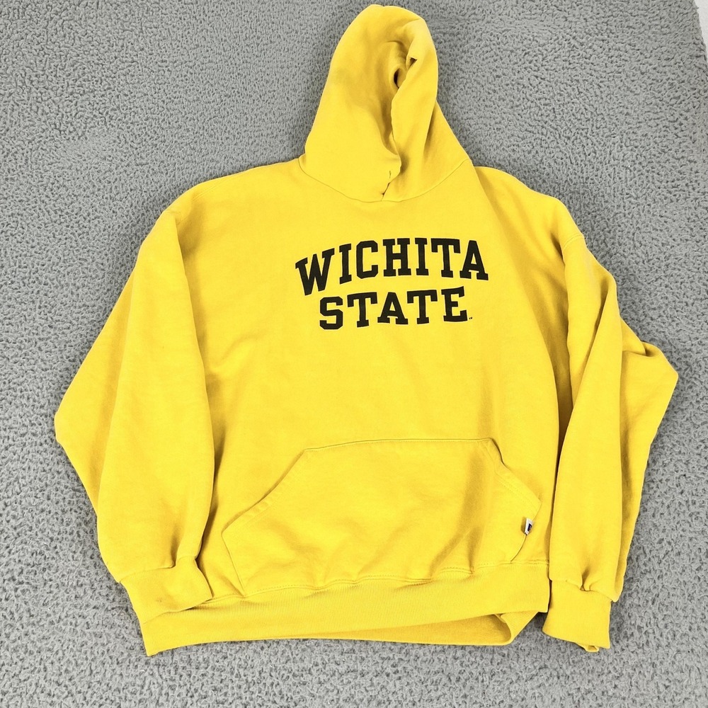 Russell Athletic Hoodie Mens‎ 2XL Yellow Wichita State Graphic Fleece Pullover